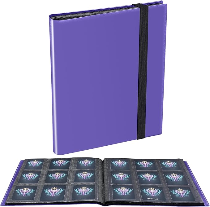 Card Binder, Upgraded 9 Pockets Trading Card Collection Binder for Cards, 360 Card Book Holder Album for Yugioh, MTG, TCG, Magic, Sports Cards - Purple