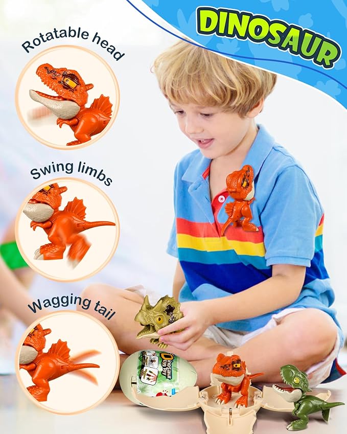 3 Pack Jumbo Dinosaur Eggs - Drop to Hatching Dinosaur Eggs Toys Birthday Gifts for Boys 3 4 5 6 7 8, Christmas Kids Gifts for Grandkids, Easter Basket Stuffer