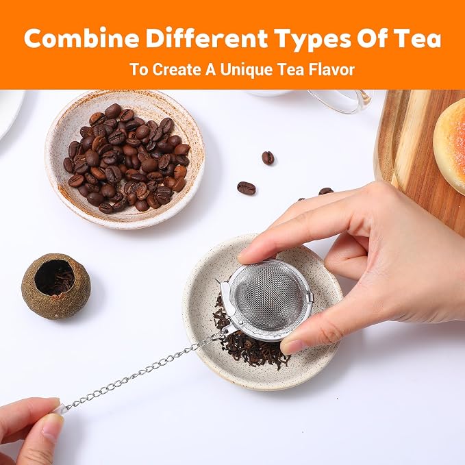 30Pcs Stainless Steel Mesh Tea Ball, 2 inches Tea Strainers, Loose Leaf Teas Infuser, Strainer Filters for Leaf Teas, Flavoring Herbal Spices, Seasonings