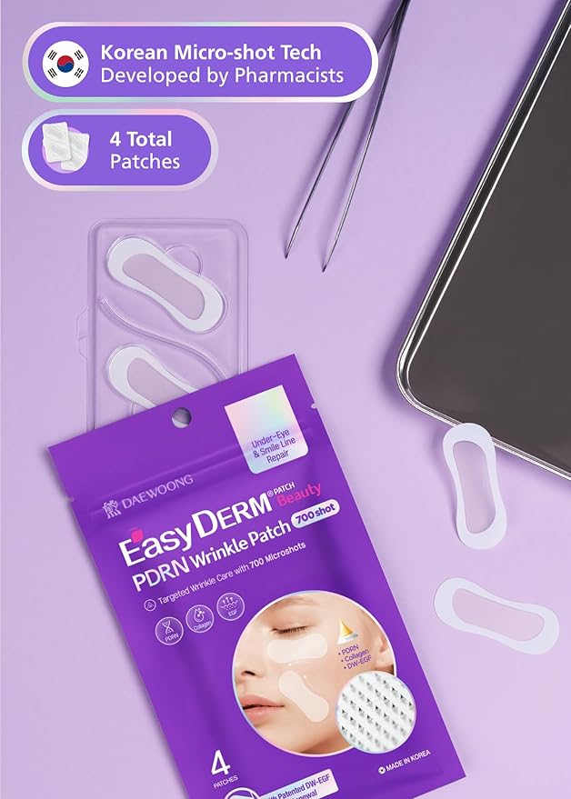 DWEasyDerm EasyDerm PDRN Patch – Under Eye & Smile Line Care, 4 Patches | K-Beauty Korean Skincare with Collagen & EGF, PDRN Eye Mask, Self-Care Essential