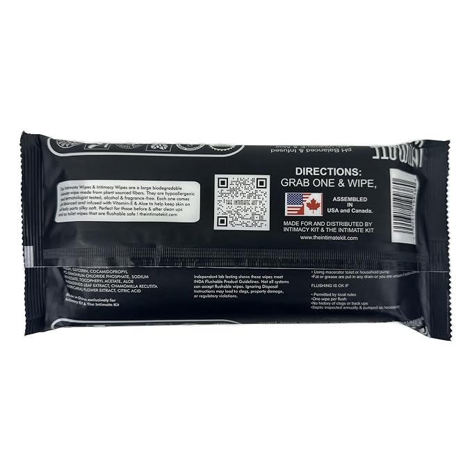 INTIMATE WIPES™ by INTIMACY KIT®, 48 Large Hygiene Wipes, pH Balanced, Hypoallergenic, Fragrance Free, infused with Vitamin-E, Chamomile & Aloe Vera, for Intimate Parts, Body & Face