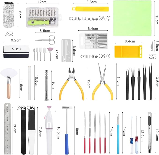 101PCS Gundam Model Tools Kit, Hobby Building Tools Kit for Gundam Basic Model Assembling, Building and Repairing