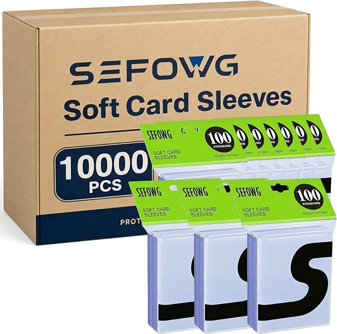 10000ct Clear Card Sleeves for Trading Cards, Baseball Sports Soft Sleeves, Ultra Soft Plastic Card Protector Sleeve for Football, MTG, PKM, Game, Standard Cards