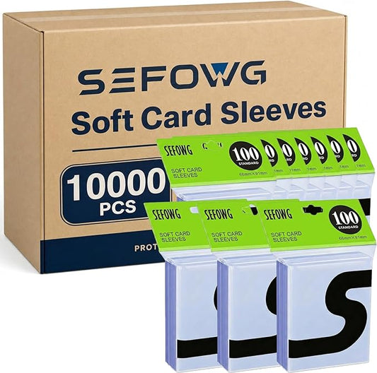 10000ct Clear Card Sleeves for Trading Cards, Baseball Sports Soft Sleeves, Ultra Soft Plastic Card Protector Sleeve for Football, MTG, PKM, Game, Standard Cards