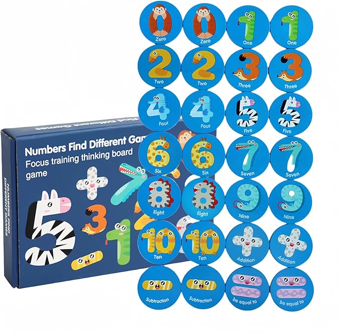 Memory Game for Kids, 28Pcs Wooden Flash Cards for Toddlers Matching, Educational Number Math Toys Preschooler Early Practice, Travel Learning Toys Gifts for Boys Girls Age 3 4 5 6