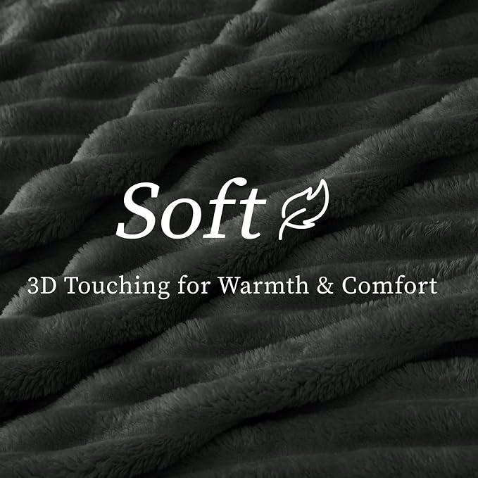 BEDELITE Ribbed Twin Blanket for Couch & Bed, Charcoal Grey, 60"x80" | Ultra-Soft Plush Fleece, Cozy, Warm Yet Lightweight, Ribbed Texture, Home Decor, Machine Washable, Giftable, All-Season Use