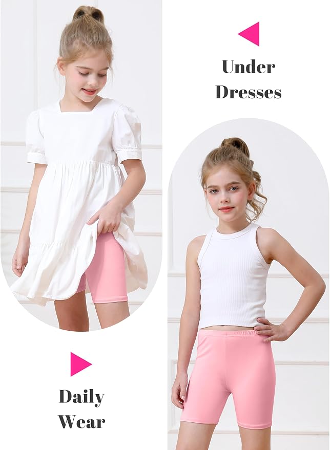 Resinta 6 Pack Girls Bike Shorts Under Dress Dance Cartwheel Shorts for Toddler Kids Summer Clothes Multicolor