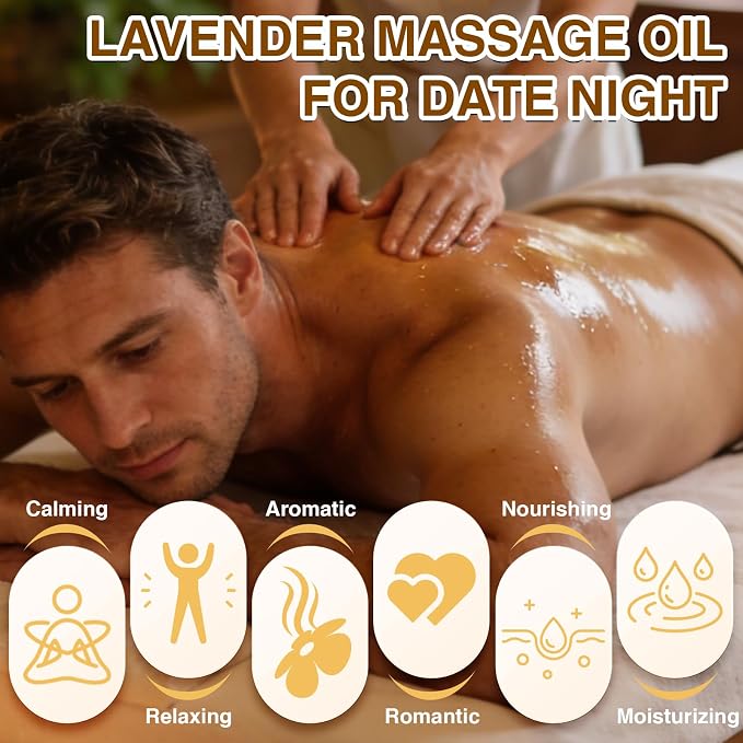 Pjordo 2 Pack Body Massage Oil for Massage Therapy, Sore Muscle Arnica Oil & Lavender Massage Oil for Pain Relief, Massage Relaxing Oil for Calming, Soothes Joints & Muscle, Spa Gift for Him Her
