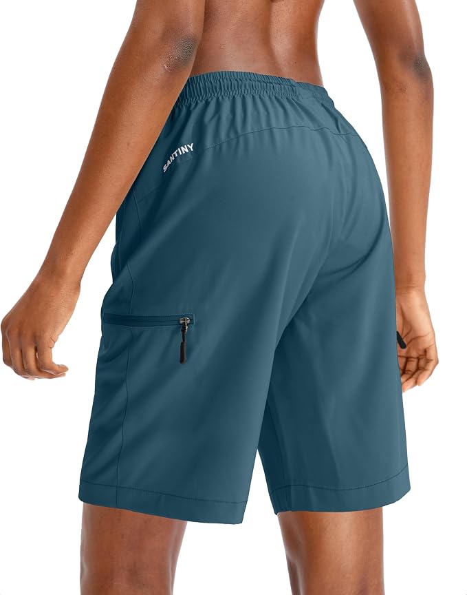 SANTINY Women's 5''/ 7''/9'' Hiking Cargo Shorts Quick Dry Lightweight Summer Shorts for Women Athletic Golf Zipper Pockets