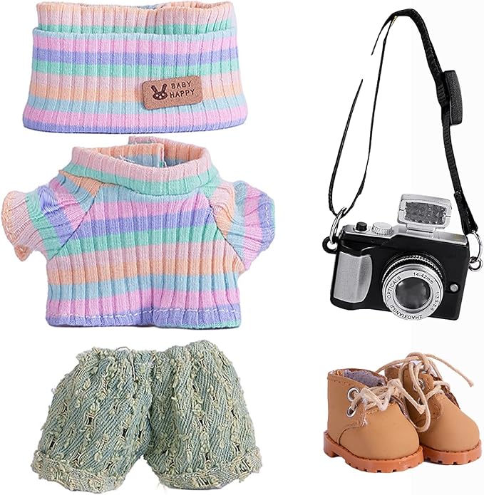 5set 17cm Dolls Clothes Outfit Set - Casual Style Costumes for Doll Figures, Camera Set,Have a seat Clothes - 6.7 Inches Cute Dolls Daily Refill,Gifts for 17cm Doll Lovers (Style-I)