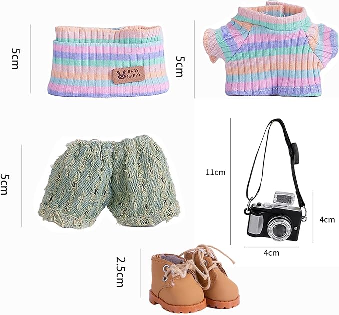 5set 17cm Dolls Clothes Outfit Set - Casual Style Costumes for Doll Figures, Camera Set,Have a seat Clothes - 6.7 Inches Cute Dolls Daily Refill,Gifts for 17cm Doll Lovers (Style-I)