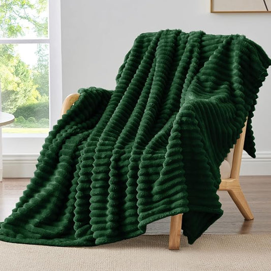 BEDELITE Ribbed Twin Blanket for Couch & Bed, Forest Green, 60"x80" | Ultra-Soft Plush Fleece, Cozy, Warm Yet Lightweight, Ribbed Texture, Home Decor, Machine Washable, Giftable, All-Season Use
