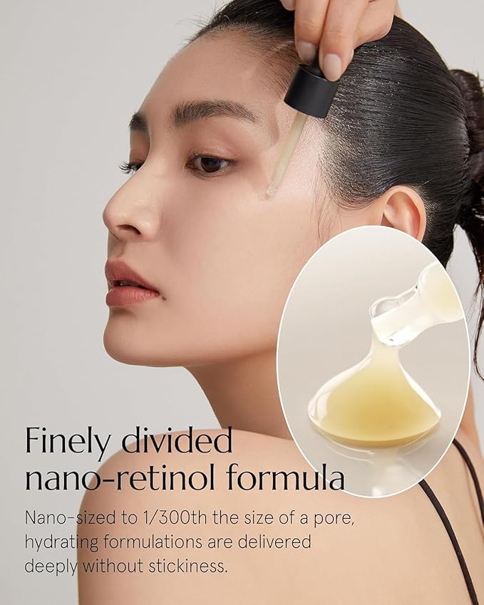 Retinol Ampoule - Korean Retinol Vitamin A Face Serum - Pore Tightening & Refinement Night Skincare - Dermatologically Tested, Vegan Formula, 1.01 fl.oz.
