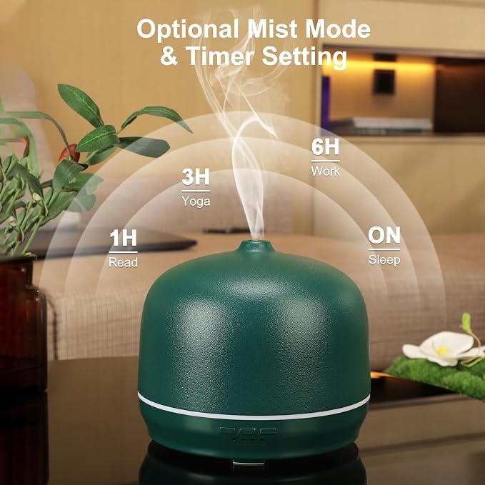 Ceramic Essential Oil Diffusers for Home Large Room, 500ml Aromatherapy Scent Air Diffuser Bedroom Ultrasonic Aroma Defusers with Timed -Orange