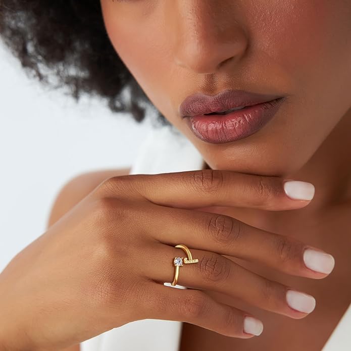 Eaciy Valentines Day Gifts for Kids Teen Girls - Initial Rings, Dainty 14K Gold Plated Adjustable Letter Rings Teen Girls Gift Trendy Stuff Non Tarnish Ring Birthday Valentines Day Gifts Jewelry