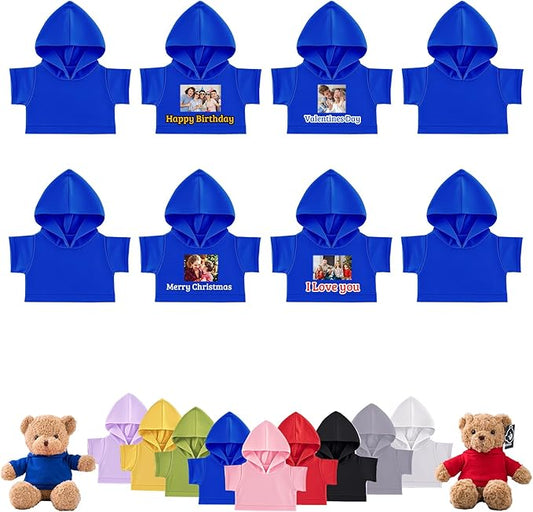 8 Pcs Personalized Teddy Bear Clothes with Photo Text, Custom Stuffed Animal Clothes Fit 8-16inch Stuffed Bear Clothing, Personalized Doll Clothing Make Your Own Plush Doll Shirt