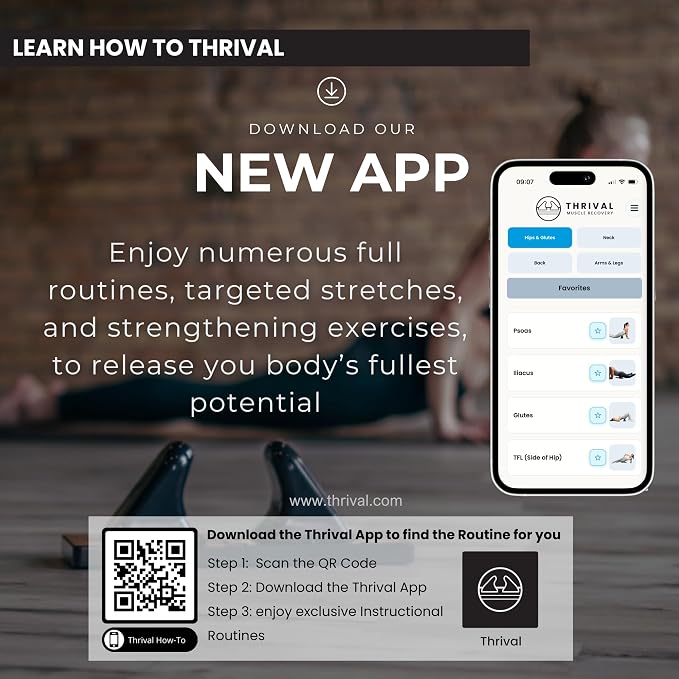 Thrival Relief Pro - Fully Adjustable Psoas, Back and Hip Flexor Muscle Release Tool with Thrival App for Targeted Routines, Deep Tissue, Trigger Point Massage (Pink) – Made in USA