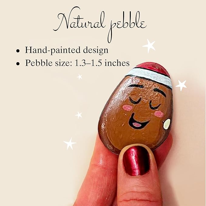 Handmade Christmas Pebble Card – Funny Holiday Pun Card with Pebble Art – Unique Christmas Greeting Card for Friends, Family, Coworkers