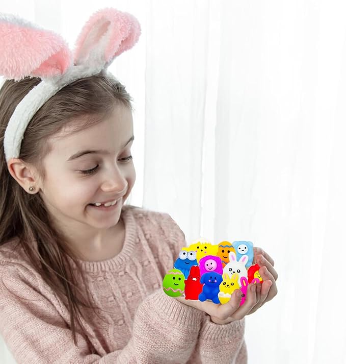 Easter Party Favors, 120Pcs Squishies Toys for Kids, Mochi Squishy Bulk, Kawaii Mini Squeeze Toys, Easter Basket Stuffers, Egg Fillers, Classroom Prizes for Boys Girls(Random)