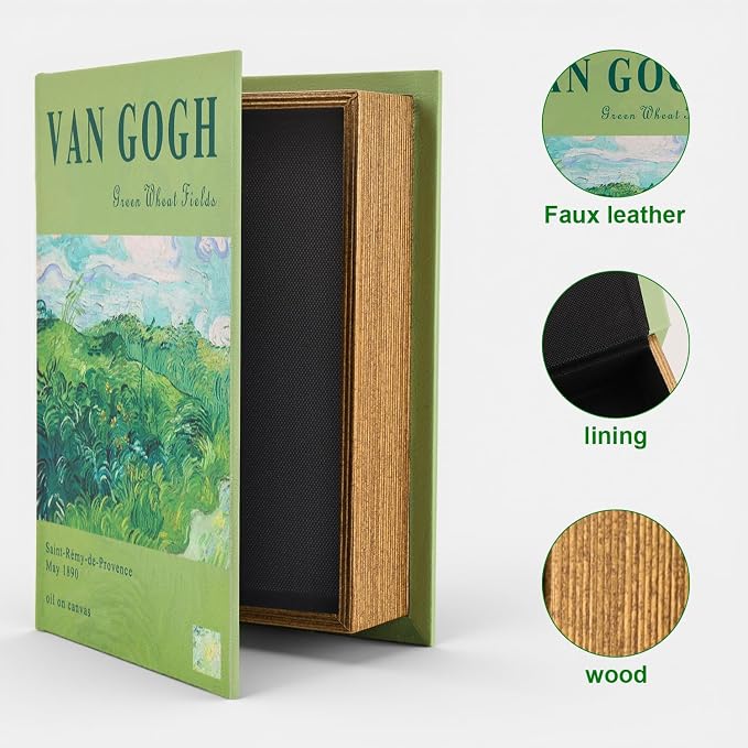 Decorative Books Storage Box Leather & Wood Decor Aesthetic Home Decor for Coffee Tables Bedside Tables Bookshelves Secret Storage for Jewelry,Keys Data cables,photos,souvenirs,set of 2