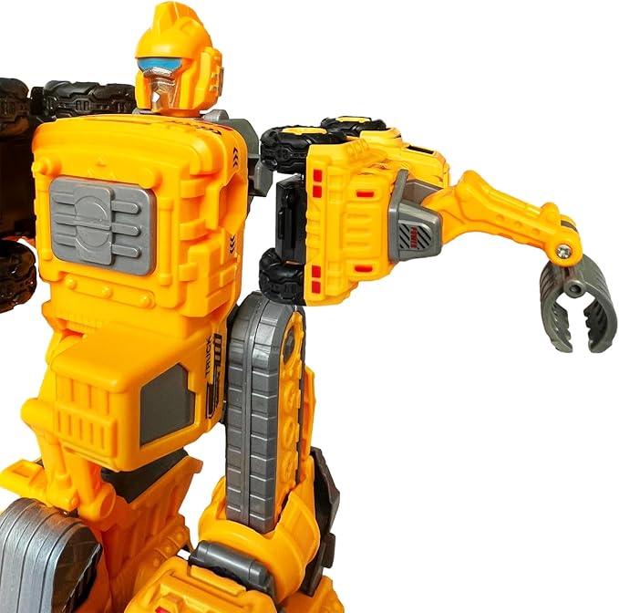 OTONOPI 5-In-1 Transforming Robot Toys - 5 Construction Trucks Transform into Huge Robot Alloy Deformation Combination Action Figures Set for Kids Toddler Boys Girl Age 3-12+