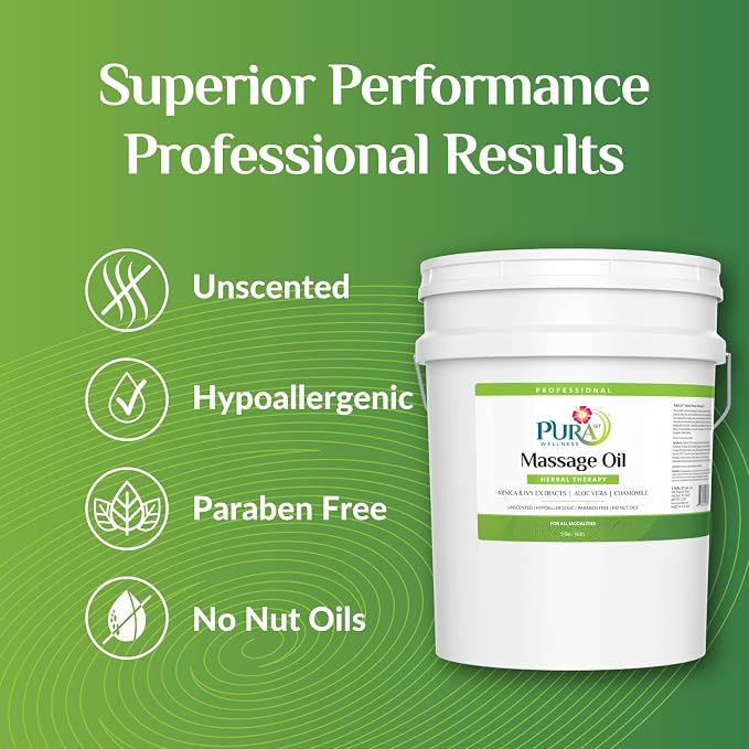 Herbal Therapy 5 Gallon Massage Oil, Aloe Vera, Professional, Massage Therapy, Deep Tissue, Unscented, Hypoallergenic, Natural Ingredients, Skin Hydrating, Moisturizing, Muscle Relief