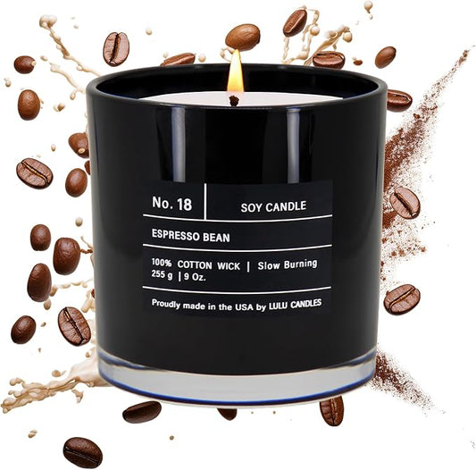 Lulu Candles | Espresso Bean | Luxury Scented Soy Jar Candle | Hand Poured in The USA | Highly Scented & Long Lasting (9 Oz.)