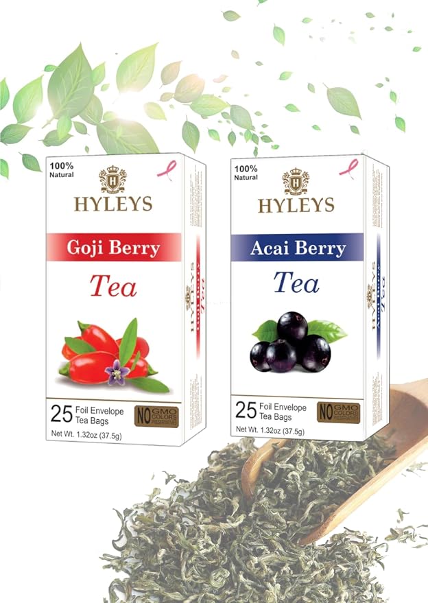 Hyleys Goji Berry Senna Green Tea - Natural Gentle Laxative for Constipation Relief - 25 Tea Bags