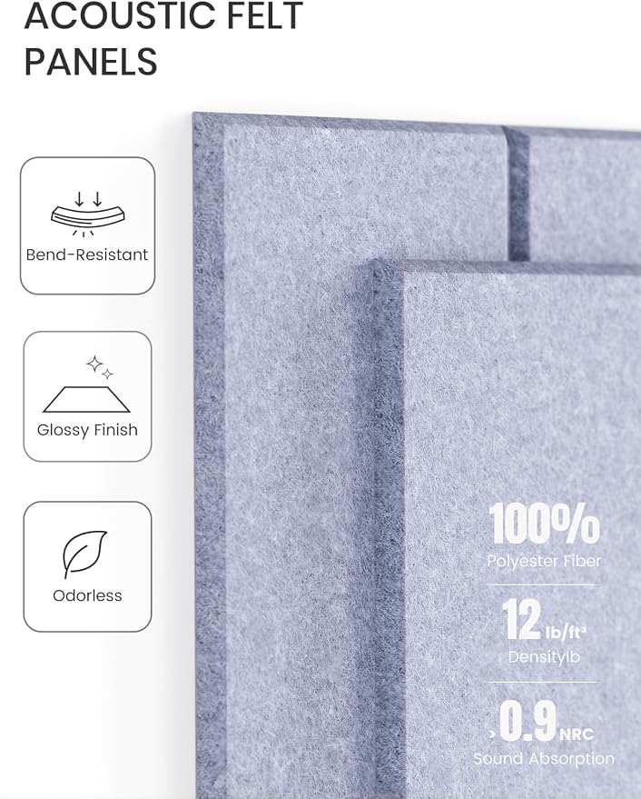 Fluxynara 36" x 24" Large Felt Bulletin Board, Soft Periwinkle | 6 Pack Cork Board Alternative with 30 Safe Adhesive Tabs, Pin Boards for Wall Decor, Home, Office, Classroom,Dorm