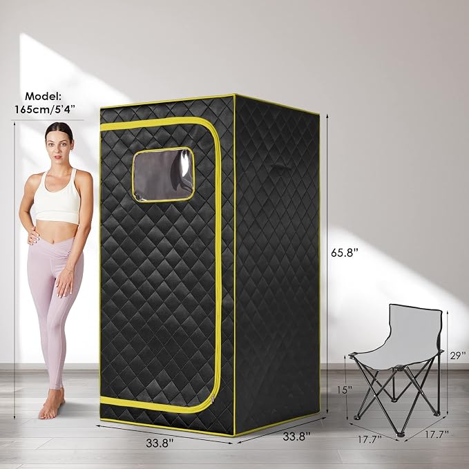Portable Infrared Sauna, Full Size Far Infrared Sauna, One Person Sauna Tent, Separate Heating Foot Pad and Portable Sauna Chair Home Saunas for Relaxation Detox