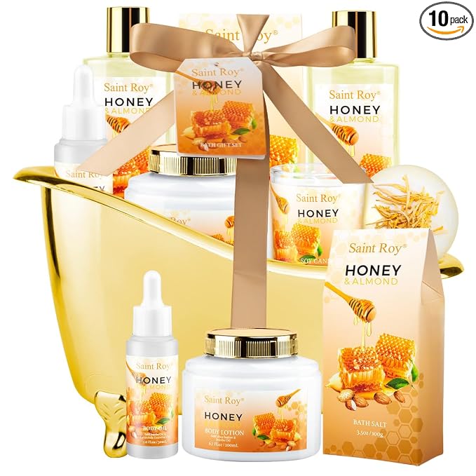 Shower kit gift Birthday Spa Gifts for Women & Men, Honey Almond Bath Gift | Bath Gift Set, Spa Gift Basket for Women & Men, Home Spa Gift Set, Self-Care, Bath Gifts Christmas, Mother Day, Anniversary