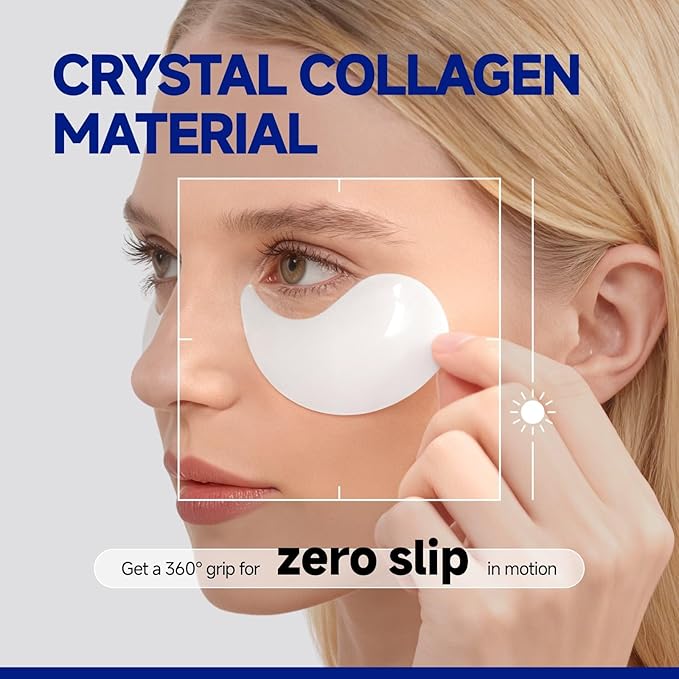 Peptide Jojoba Under Eye Patches, Collagen Eye Mask Instant Reduces Dark Circles and Puffiness, 60 Firming Undereye Hydrating & Cooling for Bags Treatment, Wrinkles, Vegan, No Fragrance