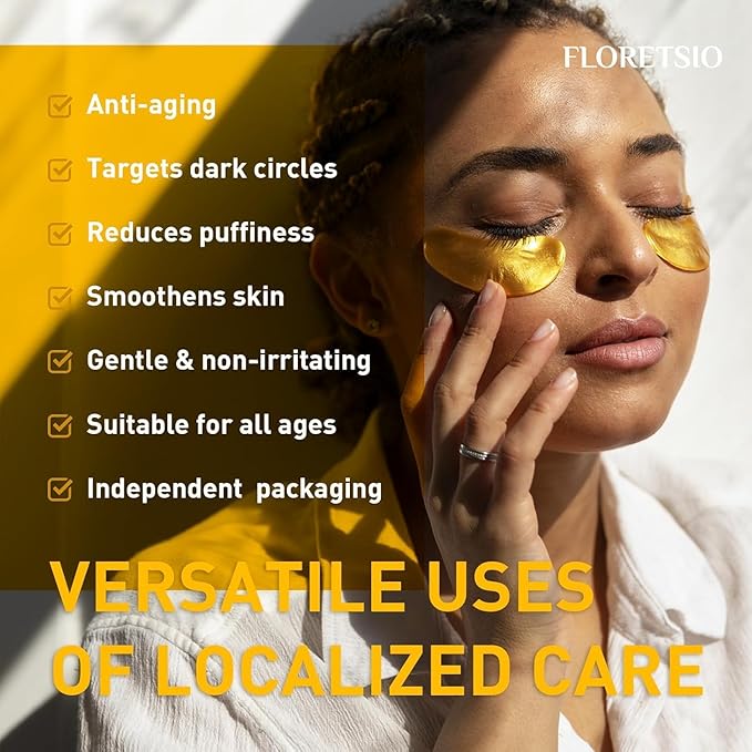 Under Eye Patches for Dark Circles - 24K Gold Collagen Cooling Gel Eye Mask with Retinol & Hyaluronic Acid, Jet Lag Support, Reduces Puffy Eyes & Fine Lines Delays Aging Treatment Women/Men(30 Pairs)