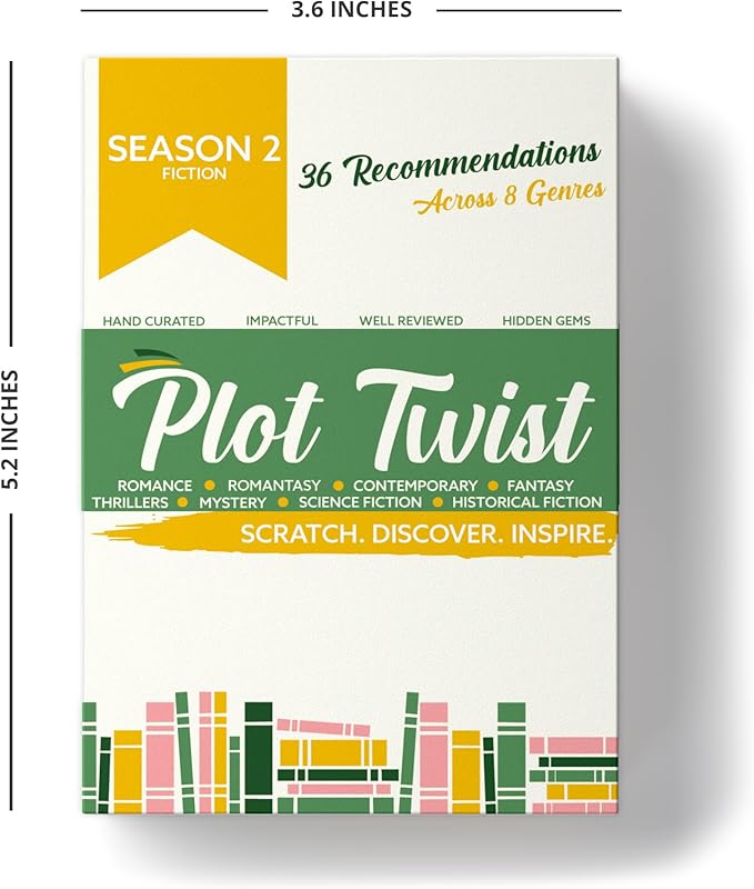 Blue Wasatch Games Plot Twist Season 2: 36 Book Recommendation Scratch Off Cards Across 8 Unique Fictional Genres. Gift for Couples, Book Clubs, Readers, Story Lovers.