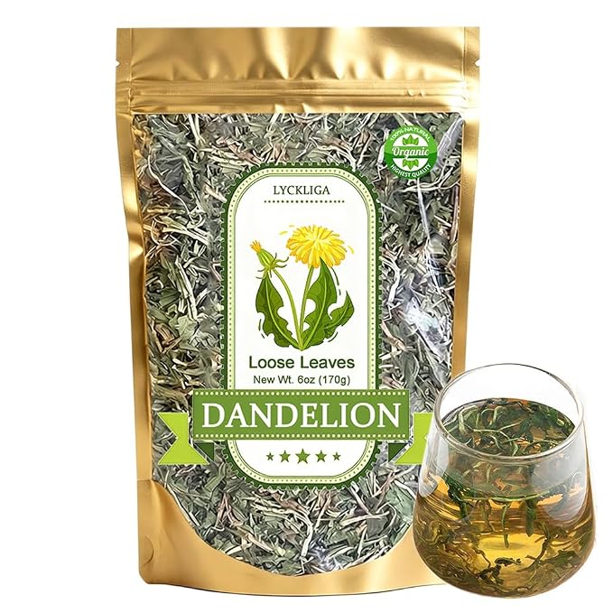 Organic Dandelion Root Loose Leaf Tea 6 oz (170g) – Diente de Leon Natural Herbal Tea for Kidney & Liver Support, Digestive Aid, Raw, Caffeine-Free