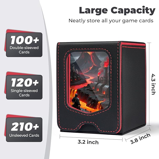 Fabmaker 4 Pack Deck Box Compatible with MTG Commander, (patent Pending) Magnetic Trading Card Storage Box with Comman-der, Fits 100 Double-Sleeved Cards, Card Box Compatible with Magic the Gathering