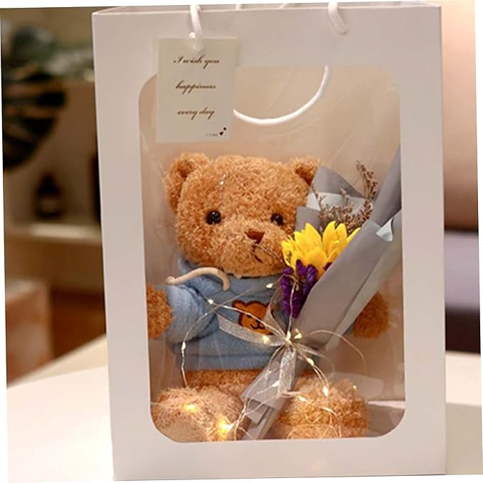 Bear Clothes, Tee Bear Hoodie Fit for 6-8inch Bears,2Pcs Stuffed Animal Outfit Girl Boy Plush Doll Hooded Sweater Clothes Cartoon DIY Decorative Clothes for Stuffed Animals