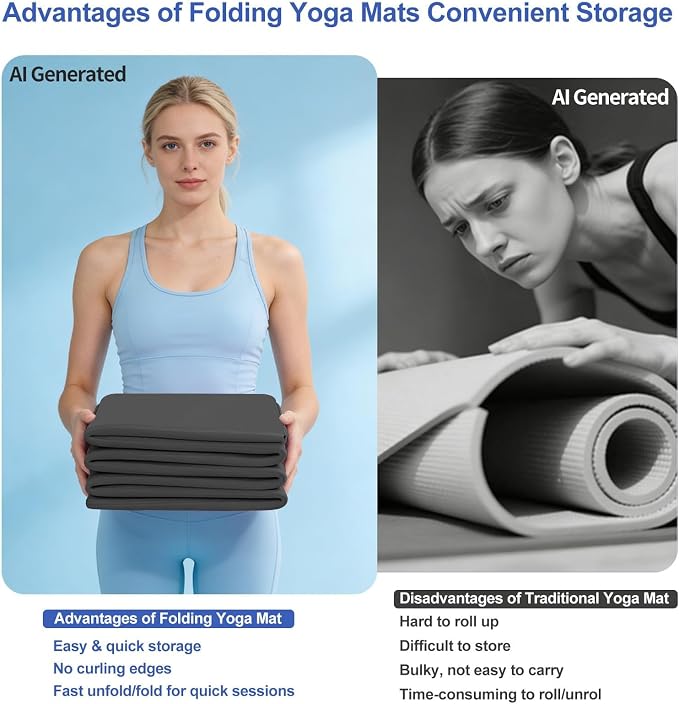 Foldable Yoga Mat with Resistance Band & Sliding Discs, 0.24" Thick Eco-Friendly TPE Non-Slip Workout Mat, Portable for Yoga, Pilates, Home Gym & Travel (72." x 24" x 0.24")