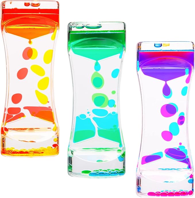 CAILINK Liquid Motion Bubbler - 3 Pack Kids and Adults Sensory Toys - Water Timers Fidget Toys Sensory Play - Colorful Hourglass for Home Office Desk Decor