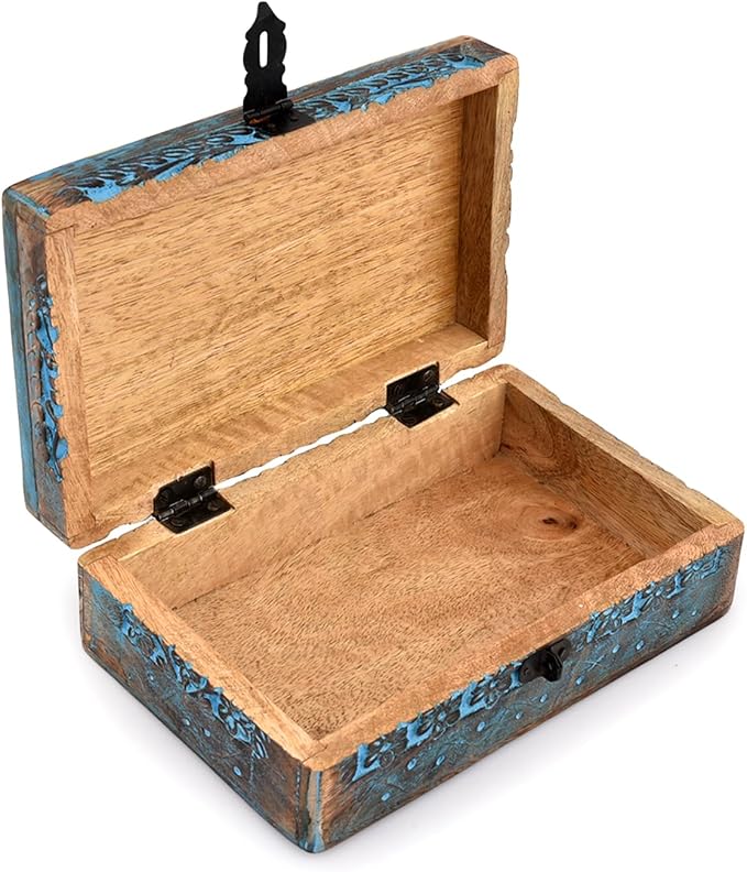 |Wooden Jewelry Box, Tarot Box, Celestial Home Decor, Witch Box, Tree of Life, Trinket Box |Size- 8" x 5" x 2.5",| Decorative Storage Bin