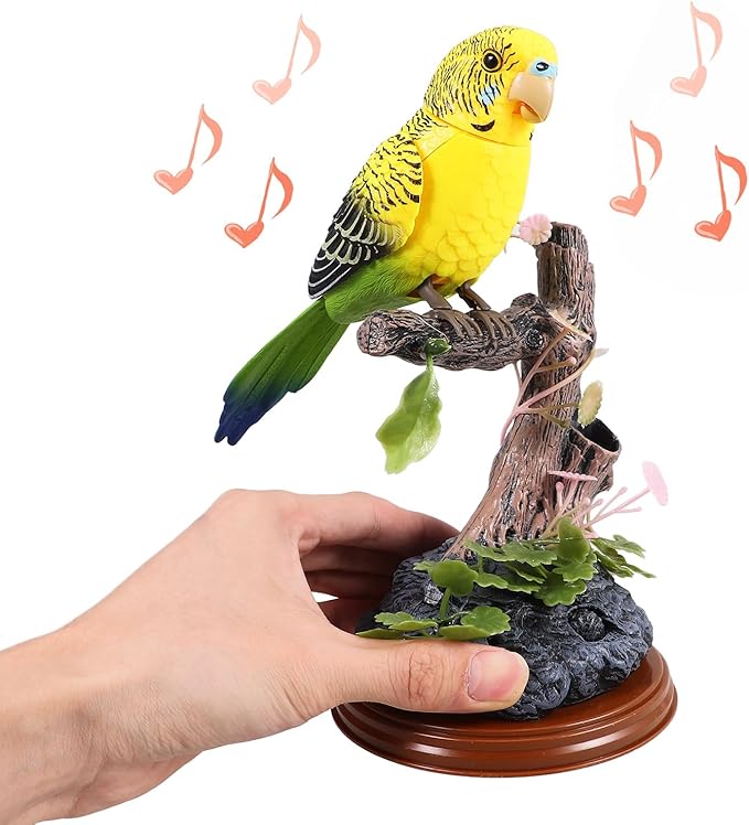 NUOBESTY Plush Repeat What You Say Parrot Toy Electric Talking Parrot Sound Recording Voice Repeating Toy Funny Electronic Pets Kids Adults Interactive, Yellow Outdoor