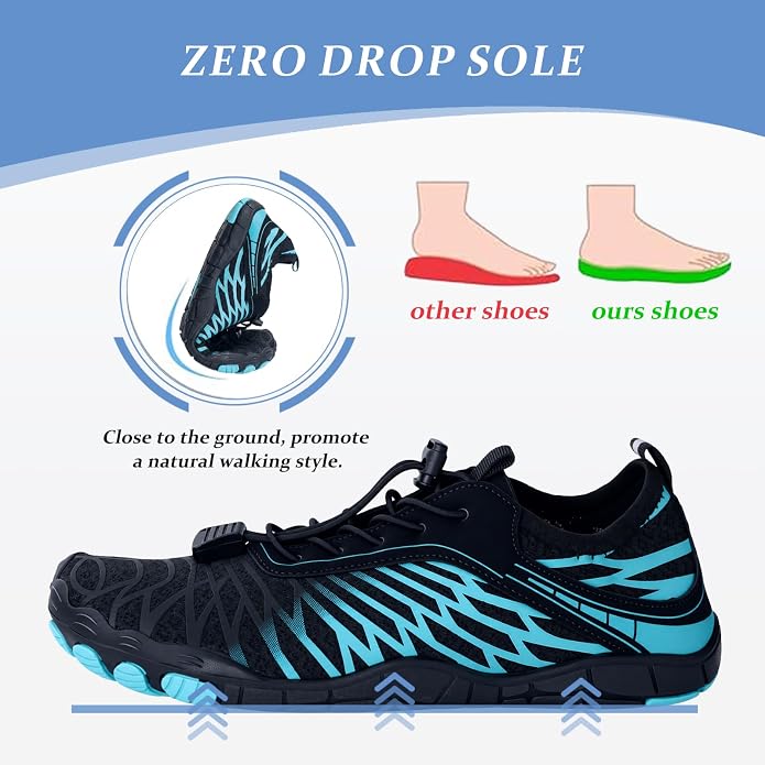 Barefoot Shoes for Women & Men, Grounded Walking Hiking Barefoot Shoes, Wide Toe Box Non-Slip Water Athletic Footwear, Comfortable Vitality Barefoot Footwear, Trail Running Sneakers Unisex