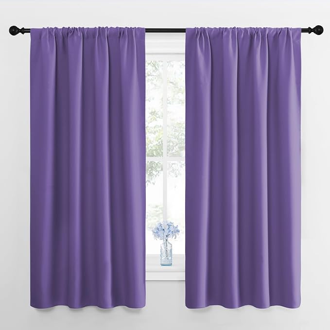 NICETOWN RV Blackout Curtains for Camper Windows, Lilac Purple, 29" Wide by 50" Long, 2 PCs, Short Blackout Curtains & Drapes, Thermal Insulated Blackout Curtain Panels for Kids Room, Play Room