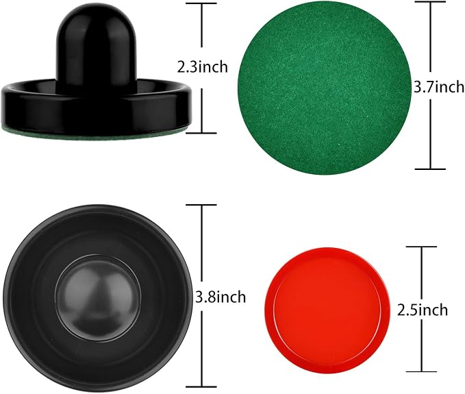 Coopay Air Hockey Pushers and Pucks, Air Hockey Paddles, Goal Handles Paddles Replacement Accessories for Game Tables (4 Striker, 8 Red Puck Pack)