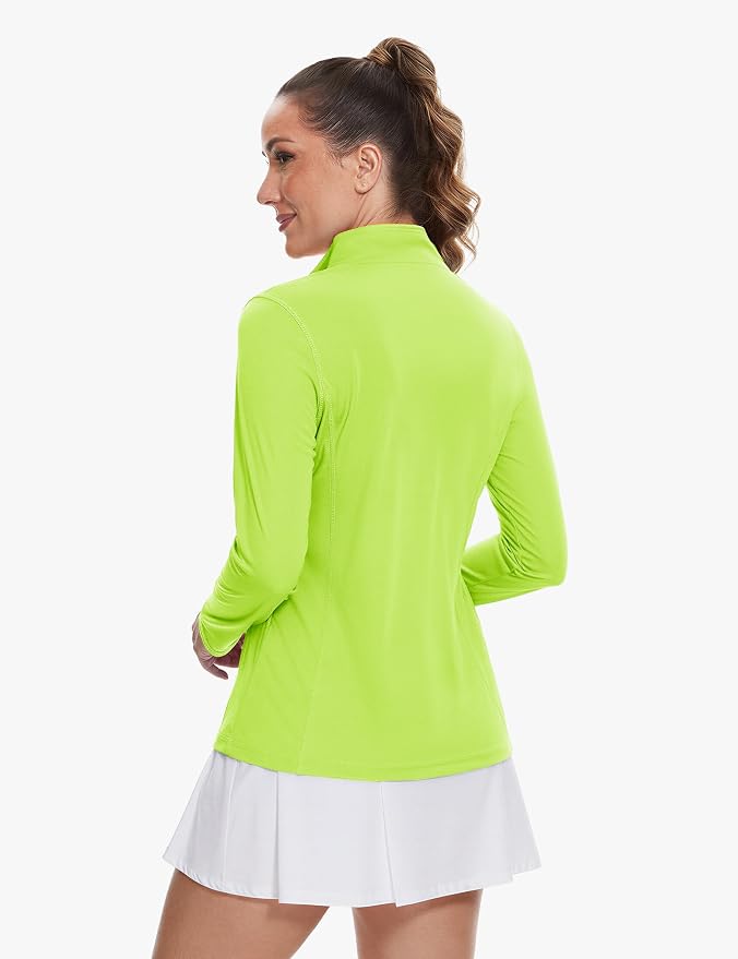 TACVASEN Women's Quarter Zip Pullover Golf Shirts UPF 50+ Long Sleeve Sun Shirts UV Protection Workout Tops