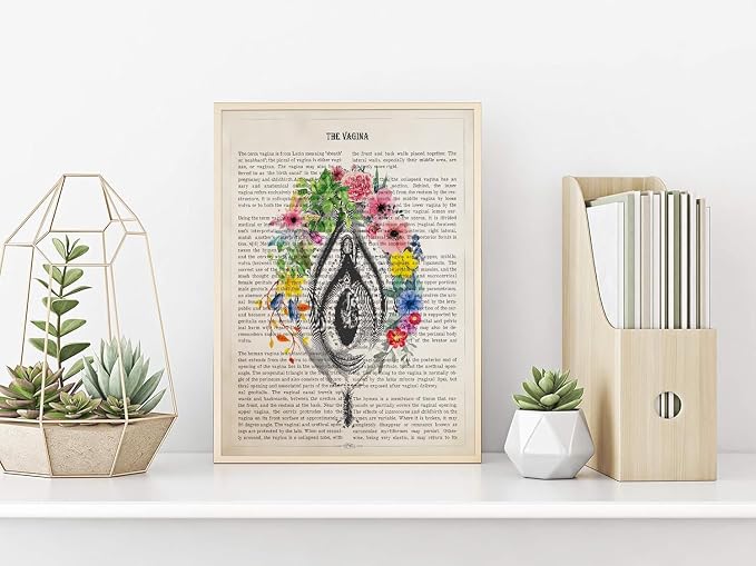 AgedPixel Vulva Anatomy Flowers Print, Obstetrician Gift, Gynecology Student Graduation, Gynecologist Office Decor, Anatomy Posters for Gynecology Clinics (5x7, Unframed)