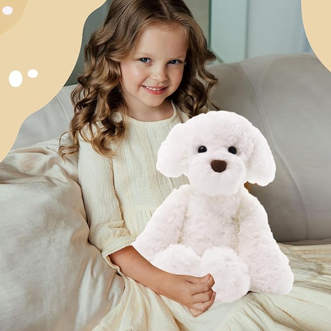 Bichon Frise Plush Puppy, Dogs Stuffed Animals, 10" Bichon Frise Stuffed Animal, Ideal Christmas Animal Gift for Toddlers, Kids & Teens, for Ages 3-14