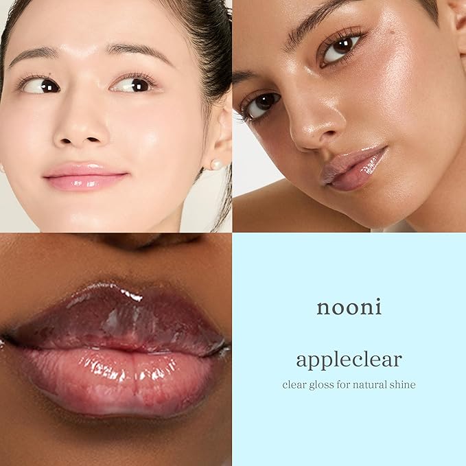 NOONI Korean Lip Oil - Appleclear | Long-Lasting, Moisturizing, Plumping, Revitalizing for Dry Lips, Waterproof, No Peel Off, Hydrating, Nourishing Crystal Clear, Stocking Stuffers, 0.12 FL Oz