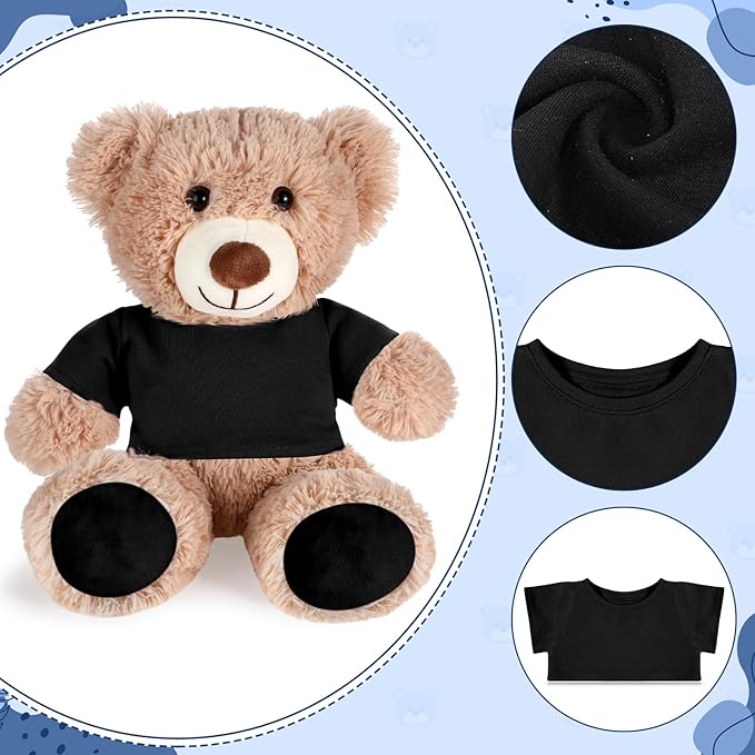 Bear Tee Shirt Fit 14-18inch Bear Clothes Stuffed Animal Clothes Shirt Basic Stuffed Bears Dolls Shirt, Black