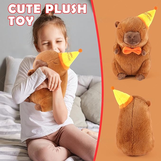 Cute Capybara Plush Toy 13.8 inch, Soft Capybara Stuffed Animal Plushies Pillow Birthday Gift for Kids